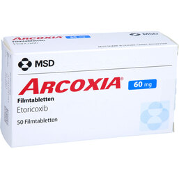 Abbildung: Arcoxia 60 mg Filmtabletten 50 St, Filmtabletten PZN 02761080