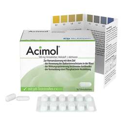Abbildung: Acimol mit pH Teststreifen Filmtabletten 96 St, Filmtabletten PZN 02766309