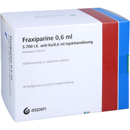 Abbildung: Fraxiparine 0,6 ml Injektionslösung in einer Fertigspritze 20X0.6 ml, Injektionslösung PZN 02783420