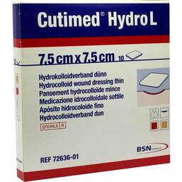 Abbildung: Cutimed Hydro L Hydrok.Ver.7,5x7,5cm dünn 10 St, Kompressen PZN 02784158