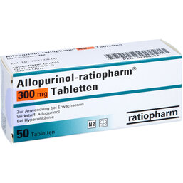 Abbildung: Allopurinol ratiopharm 300 mg Tabletten 50 St, Tabletten PZN 02788104