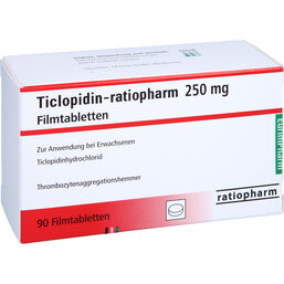 Abbildung: Ticlopidin ratiopharm Filmtabletten 90 St, Filmtabletten PZN 02805908