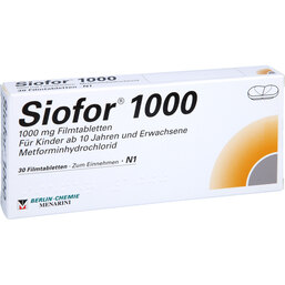 Abbildung: Siofor 1000 Filmtabletten 30 St, Filmtabletten PZN 02814149
