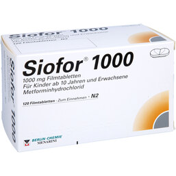 Abbildung: Siofor 1000 Filmtabletten 120 St, Filmtabletten PZN 02814161