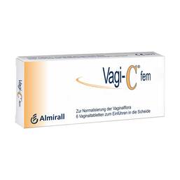 Abbildung: Vagi-C® fem Vaginaltabletten Vaginaltabletten, 6 St PZN 02814178