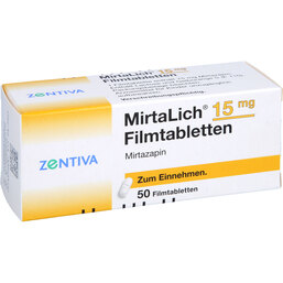 Abbildung: Mirtalich 15 mg Filmtablette 50 St, Filmtabletten PZN 02817656
