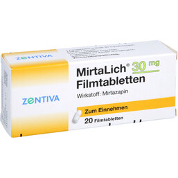Abbildung: Mirtalich 30 mg Filmtablette 20 St, Filmtabletten PZN 02817662