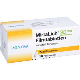 Abbildung: Mirtalich 30 mg Filmtablette 50 St, Filmtabletten PZN 02817679