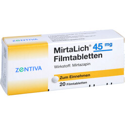 Abbildung: Mirtalich 45 mg Filmtablette 20 St, Filmtabletten PZN 02817691