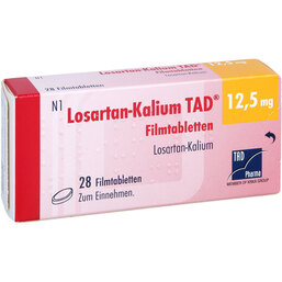 Abbildung: Losartan Kalium TAD 12,5mg Filmtabletten 28 St, Filmtabletten PZN 02818064