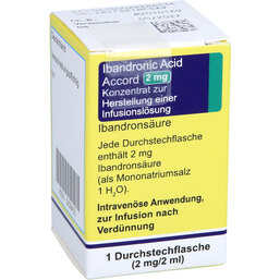 Abbildung: Ibandronic Acid Accord 2mg / 2ml Konzentrat z.Her.einer Infus. 1 St, Infusionslösungskonzentrat PZN 02828453