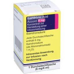 Abbildung: Ibandronic Acid Accord 6mg / 6ml Konzentrat z.Her.einer Infus. 1 St, Infusionslösungskonzentrat PZN 02828482