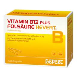 Abbildung: Vitamin B12 plus Folsäure Hevert Ampullen, 2X20 St PZN 02840425