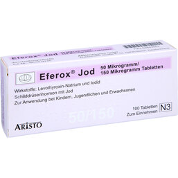 Abbildung: Eferox Jod 50 µg / 150 µg Tabletten 100 St, Tabletten PZN 02843062