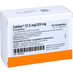Abbildung: Zaldiar 37,5 mg / 325 mg Filmtabletten 50 St, Filmtabletten PZN 02846020