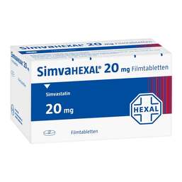Abbildung: Simvahexal 20 mg Filmtabletten 100 St, Filmtabletten PZN 02846592