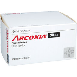 Abbildung: Arcoxia 90 mg Filmtabletten 100 St, Filmtabletten PZN 02850085