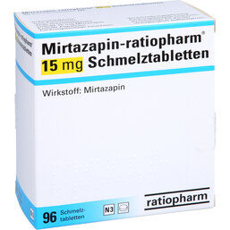 Abbildung: Mirtazapin ratiopharm 15 mg Schmelztabletten 96 St, Schmelztabletten PZN 02855467