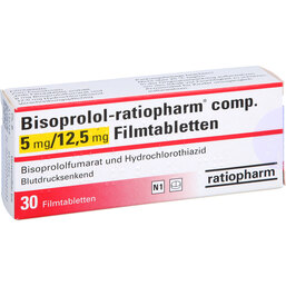 Abbildung: Bisoprolol ratiopharm com.5mg / 12,5mg Filmtabletten 30 St, Filmtabletten PZN 02859293