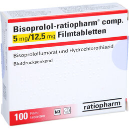 Abbildung: Bisoprolol ratiopharm com.5mg / 12,5mg Filmtabletten 100 St, Filmtabletten PZN 02859347