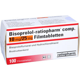 Abbildung: Bisoprolol ratiopharm com.10mg / 25mg Filmtabletten 100 St, Filmtabletten PZN 02859382