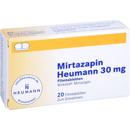 Abbildung: Mirtazapin Heumann 30 mg Filmtabletten 20 St, Filmtabletten PZN 02892327