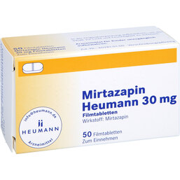 Abbildung: Mirtazapin Heumann 30 mg Filmtabletten 50 St, Filmtabletten PZN 02892333