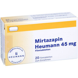 Abbildung: Mirtazapin Heumann 45 mg Filmtabletten 20 St, Filmtabletten PZN 02892528