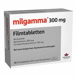 Abbildung: milgamma® 300 mg Filmtabletten Filmtabletten, 30 St PZN 02913880