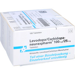 Abbildung: Levodop neuraxpharm 100 / 25 mg Tabletten 200 St, Tabletten PZN 02918239