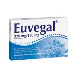 Abbildung: Euvegal 320 mg / 160 mg Filmtabletten Filmtabletten, 50 St PZN 02919500
