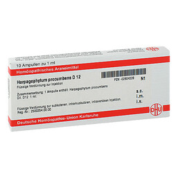 Abbildung: Harpagophytum procumbens D 12 Ampullen Ampullen, 10X1 ml PZN 02924228