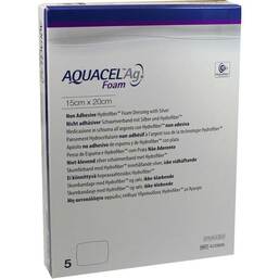 Abbildung: Aquacel Ag Foam nicht adhäsiv 15x20cm Verband 5 St, Verband PZN 02927623