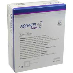 Abbildung: Aquacel Ag Foam adhäsiv 10x10cm Verband 10 St, Verband PZN 02931180