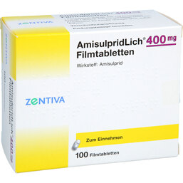 Abbildung: Amisulpridlich 400 mg Filmtabletten 100 St, Filmtabletten PZN 02944337