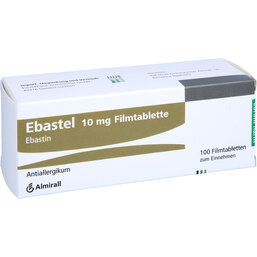 Abbildung: Ebastel 10 mg Filmtabletten 100 St, Filmtabletten PZN 02950869