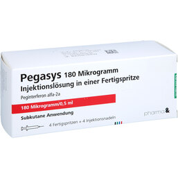 Abbildung: Pegasys 180 µg Injektionslösung in einer Fertigspritze 4 St, Injektionslösung in einer Fertigspritze PZN 02955878