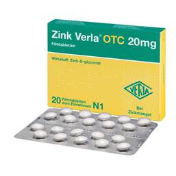 Abbildung: Zink Verla Otc 20 mg Filmtabletten Filmtabletten, 20 St PZN 03000526