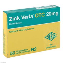 Abbildung: Zink Verla Otc 20 mg Filmtabletten Filmtabletten, 50 St PZN 03000532