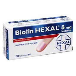 Abbildung: Biotin Hexal 5 mg Tabletten Tabletten, 50 St PZN 03001862
