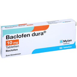 Abbildung: Baclofen dura 10 mg Tabletten 50 St, Tabletten PZN 03023220