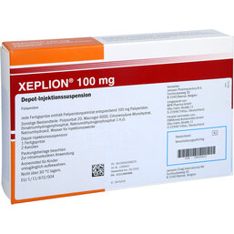 Abbildung: Xeplion 100 mg Depot-Injektionssuspension Fertigspritzen 1 St, Depot-Injektionssuspension PZN 03030622
