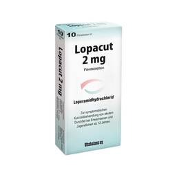 Abbildung: Lopacut 2 mg Filmtabletten 10 St, Filmtabletten PZN 03031544