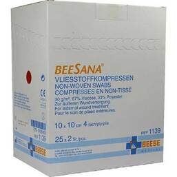 Abbildung: Vlieskompressen 10x10 cm steril 4fach 30g 25X2 St, Kompressen PZN 03036903
