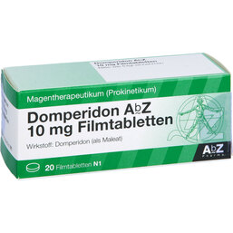 Abbildung: Domperidon AbZ 10 mg Filmtabletten 20 St, Filmtabletten PZN 03041347
