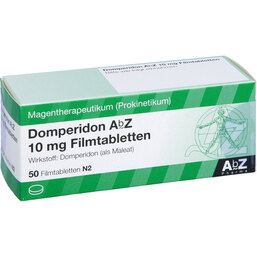 Abbildung: Domperidon AbZ 10 mg Filmtabletten 50 St, Filmtabletten PZN 03041376