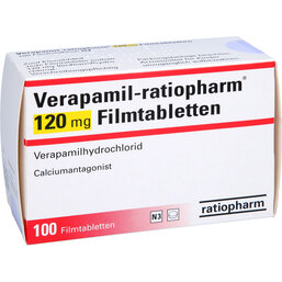 Abbildung: Verapamil ratiopharm 120 mg Filmtabletten 100 St, Filmtabletten PZN 03043458