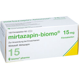 Abbildung: Mirtazapin biomo 15 mg Filmtabletten 100 St, Filmtabletten PZN 03045546