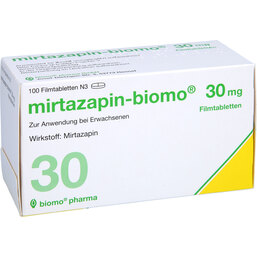 Abbildung: Mirtazapin biomo 30 mg Filmtabletten 100 St, Filmtabletten PZN 03045776