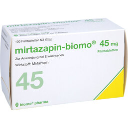 Abbildung: Mirtazapin biomo 45 mg Filmtabletten 100 St, Filmtabletten PZN 03045836